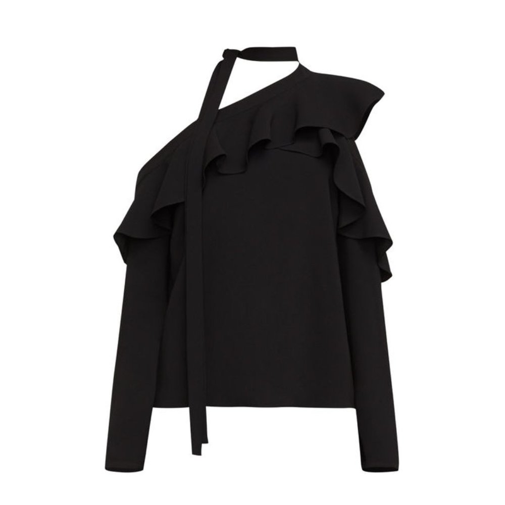 New* BCBGMAXAZRIA COLD SHOULDER VERONIKA TOP BLACK COLOR SIZE S $198 - Picture 6 of 7